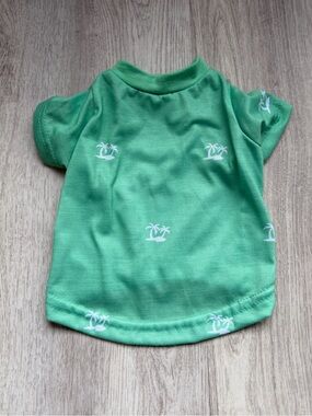 Green & White - Palm Tree Print - Dog / Small Puppy Pet Tee - size XS